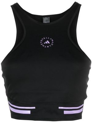 adidas by Stella McCartney logo-print cropped tank top - Black