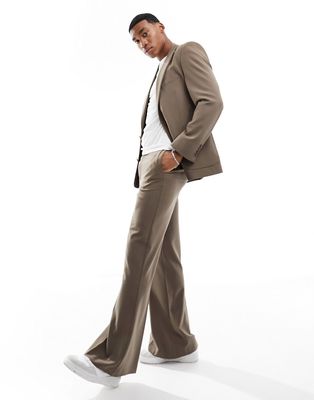 ASOS DESIGN flare suit pants in mink-Purple