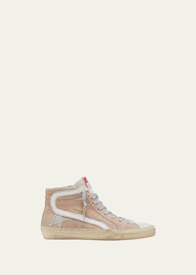 Slide Suede Glitter High-Top Sneakers