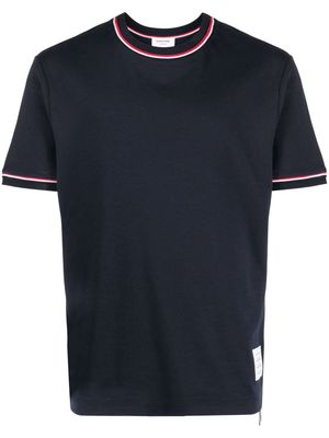 Thom Browne stripe-trim short-sleeve T-shirt - Blue